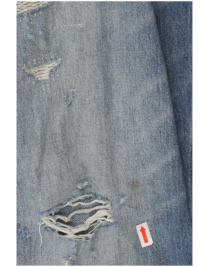 HUGO BOSS Mens Distressed Straight Jeans W34 L27 Blue Cotton