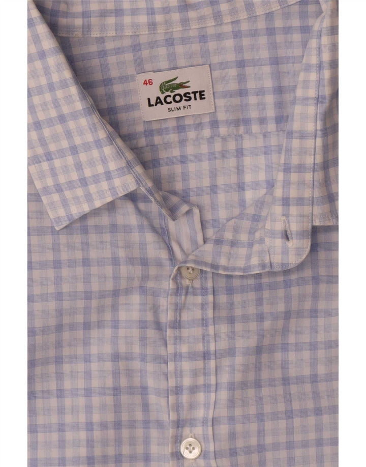 Lacoste Mens Slim Fit Shirt Size 46 2XL Blue Check Cotton