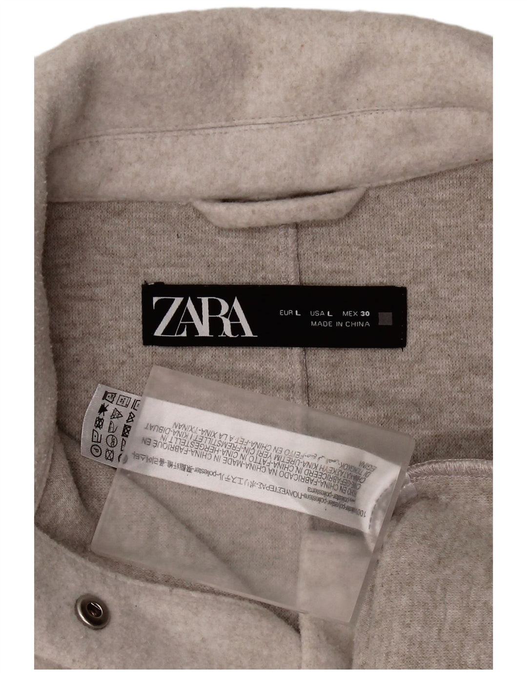 Zara Womens Oversized Shacket Fleece Shirt UK 16 Large Grey Polyester