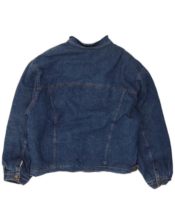 Giacca in denim vintage da uomo Sherpa vestibilità regolare UK 42 XL cotone blu