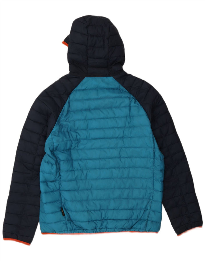 Jack Wolfskin Mens Hooded Padded Jacket UK 36/38 Medium Blue Colourblock