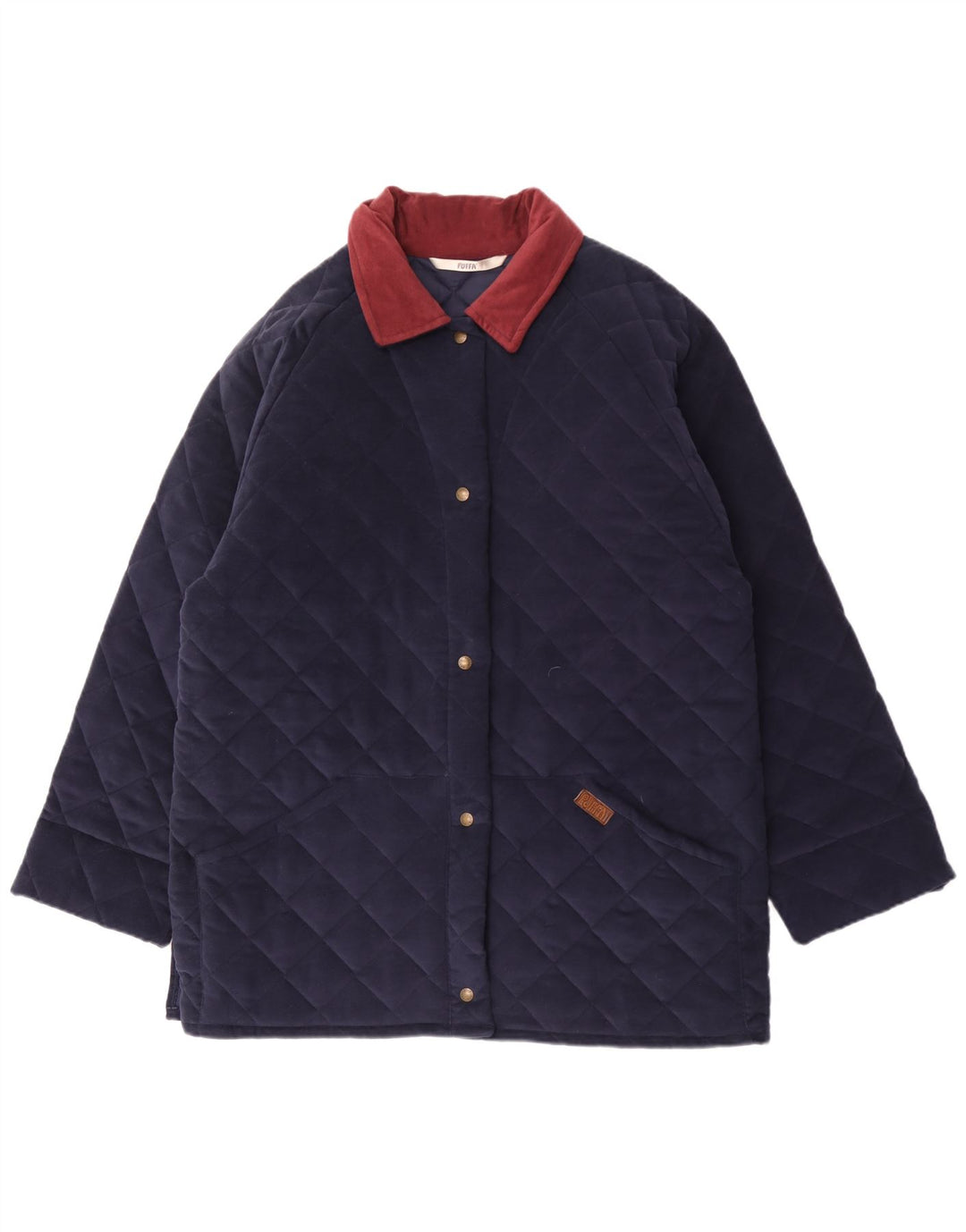Puffa Womens Quilted Jacket UK 16 Large Navy Blue Cotton