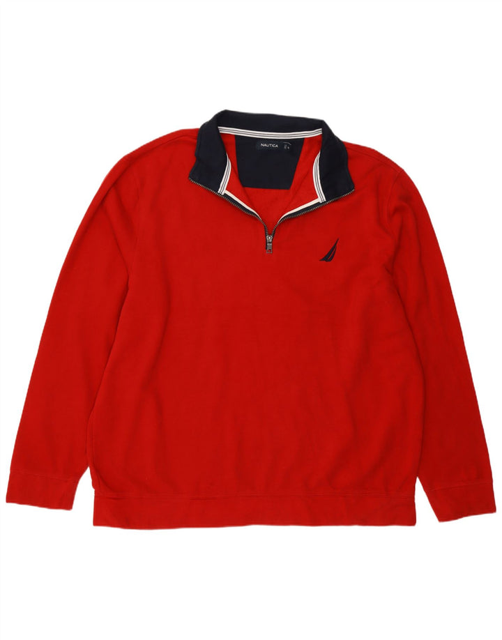 Nautica Sweatshirt med lynlås til mænd 2XL rød