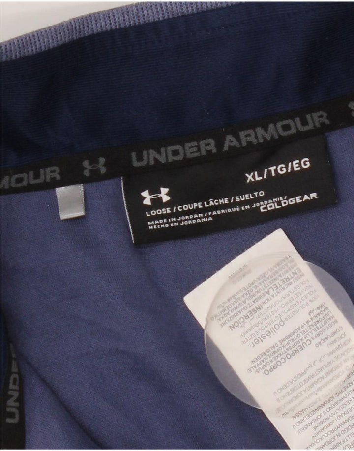 Top de trening Under Armour pentru bărbați, cu fermoar și gât, XL, poliester bleumarin