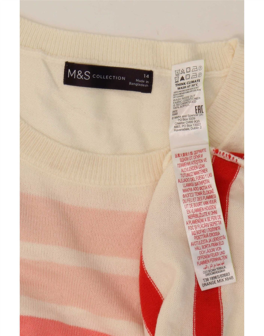 Marks & Spencer Damen-Pullover mit U-Boot-Ausschnitt, Gr. 14, Größe M, Mehrfarbig