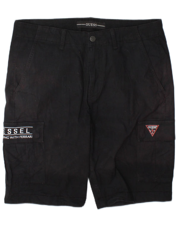 Guess Mens Cargo Shorts W32 Medium  Black Cotton