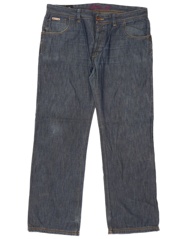 Datch Mens Straight Jeans W38 L33 Blue Cotton
