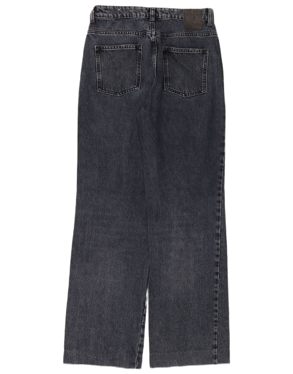 Zara Femme Taille Haute Jambe Large Jeans EU 38 Petit W28 L32 Coton Noir