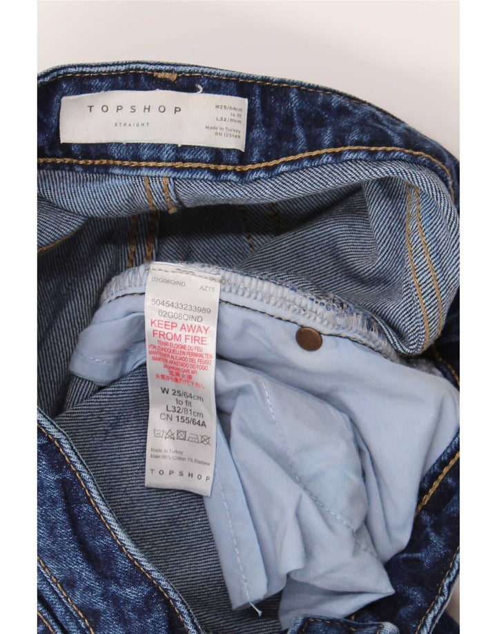 Topshop Womens Straight Jeans W25 L26 Blue Cotton