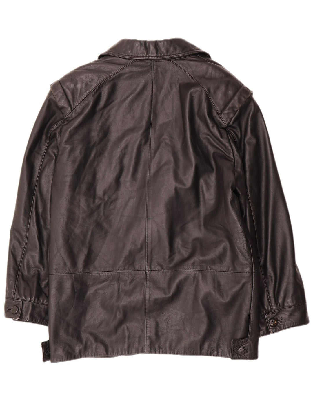 veste en cuir femme vintage IT 44 Moyen Noir