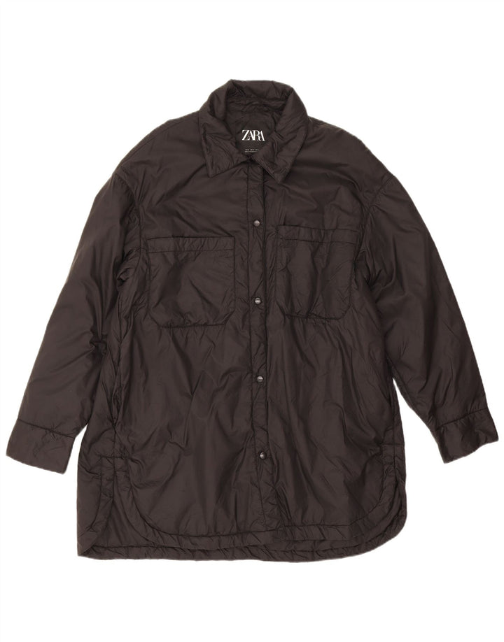 Zara Womens Windbreaker Coat UK 14 Medium Black Polyester