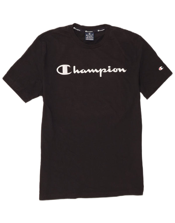 Champion Herre Grafisk T-Shirt Top Medium Sort Bomuld