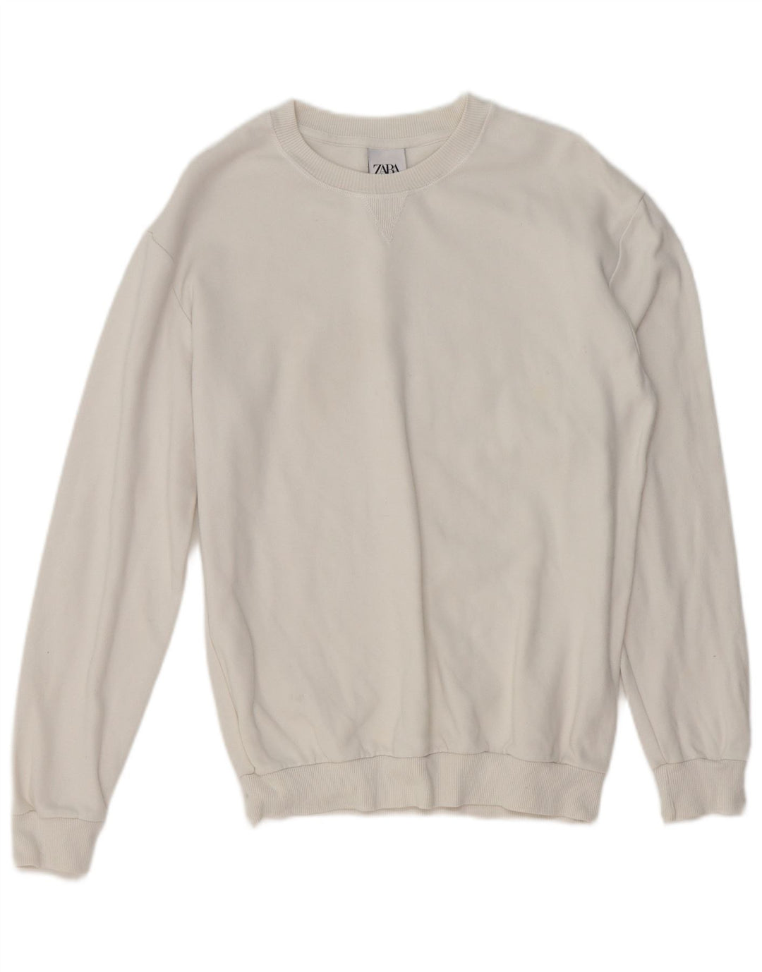ZARA Mens Sweatshirt Jumper Medium White Cotton