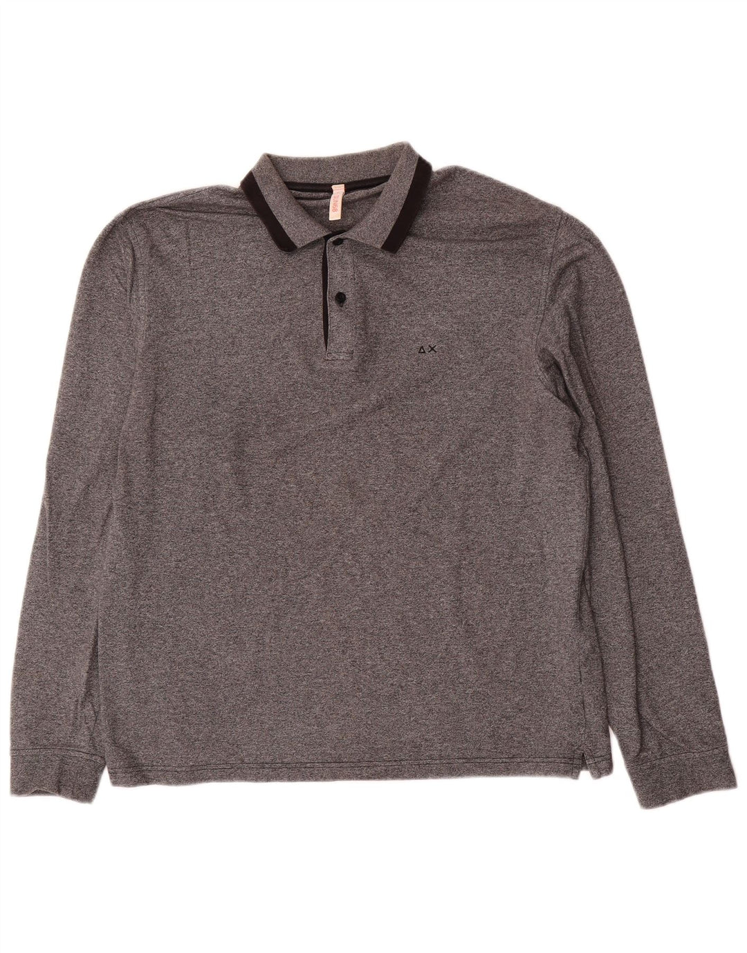Sun68 Mens Long Sleeve Polo Shirt XL Grey Cotton