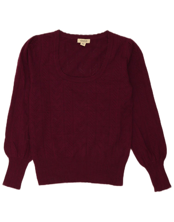 Oasis Womens Boat Neck Jumper Sweater UK 10 Small Burgundy Viscose
