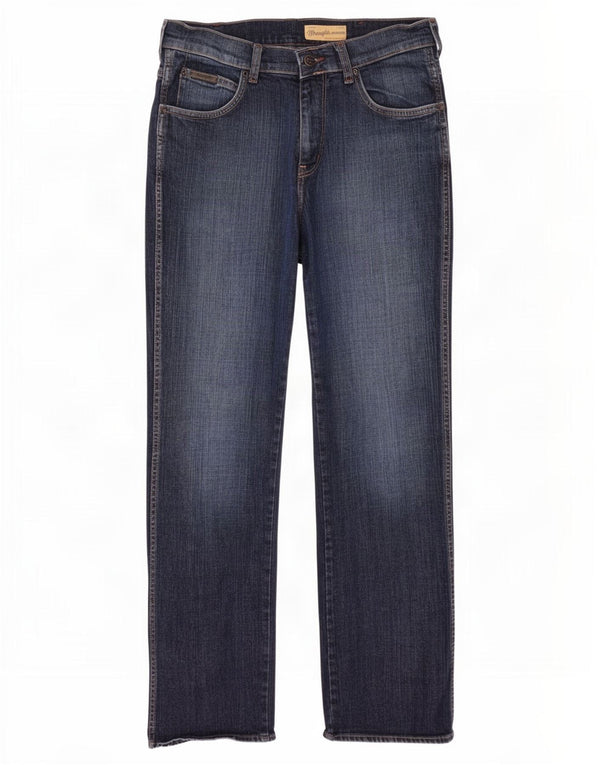 Wrangler Mens Pittsboro Bootcut Jeans W32 L32 Navy Blue Cotton