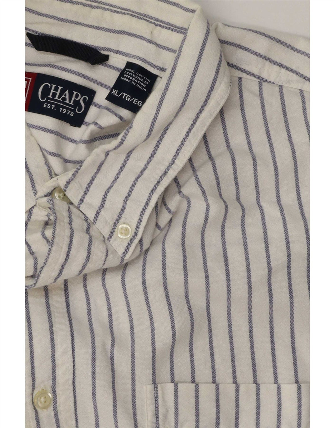 Camicia da uomo Chaps XL in cotone gessato bianco
