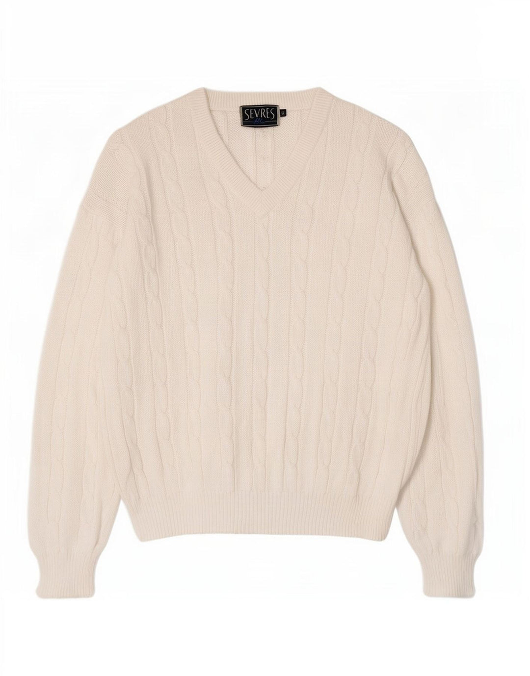 Sevres Pull Col V Homme IT 50 Coton Blanc Moyen