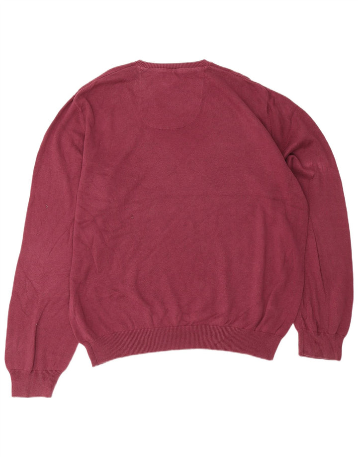 Marks & Spencer Mens Regular Fit V-Neck Jumper Sweater 2XL Maroon Cotton