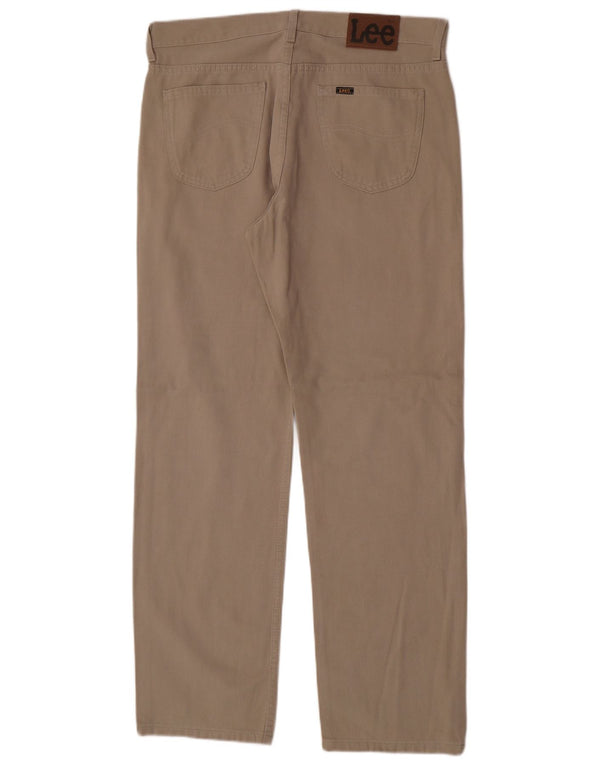 Lee Mens Portland Straight Casual Παντελόνι W36 L32 Μπεζ βαμβακερό