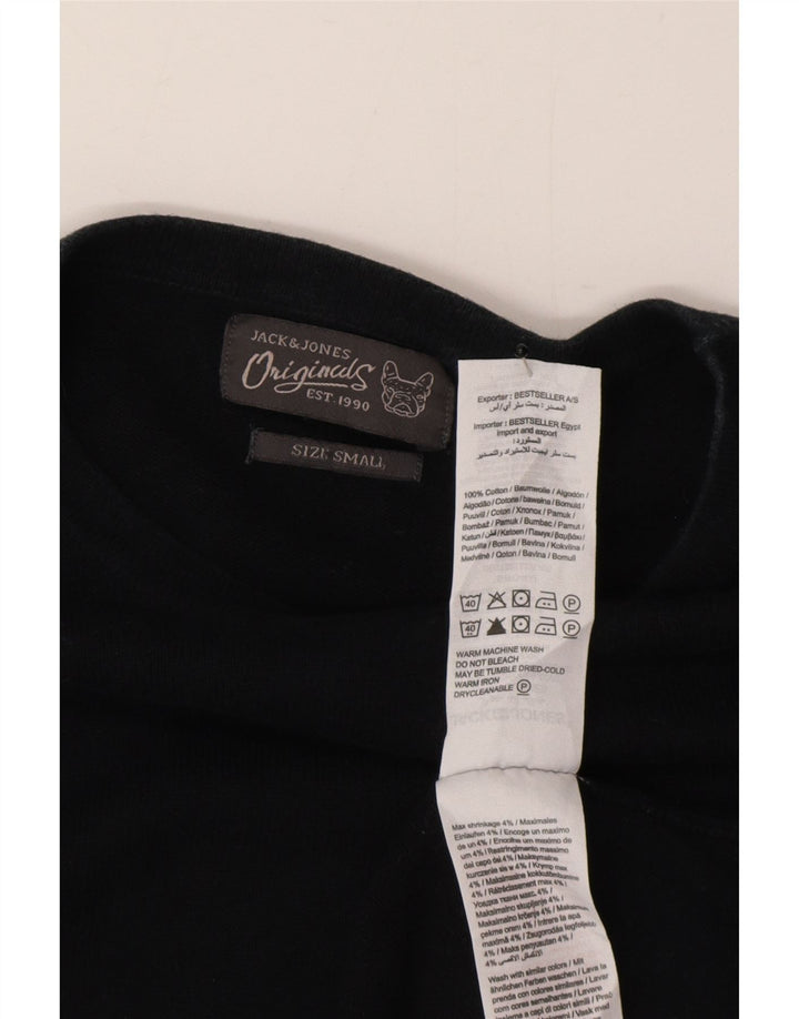 Jack & Jones Mens Crew Neck Jumper Sweater Small Black Cotton