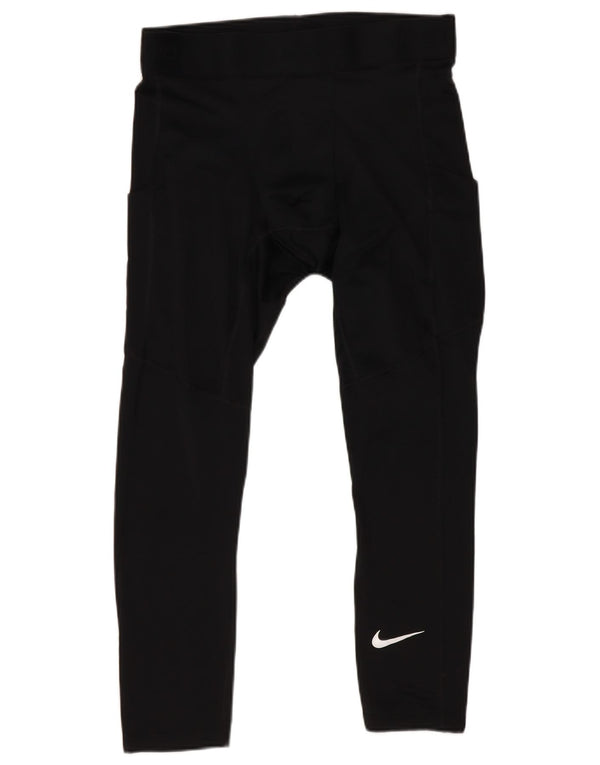 Nike Womens Tight Fit Crop Leggings UK 12 Medium Black Polyester