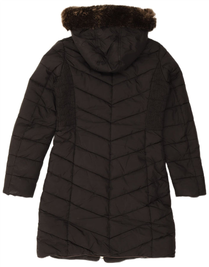 Joules Womens Hooded Padded Coat UK 8 Small Black Polyester