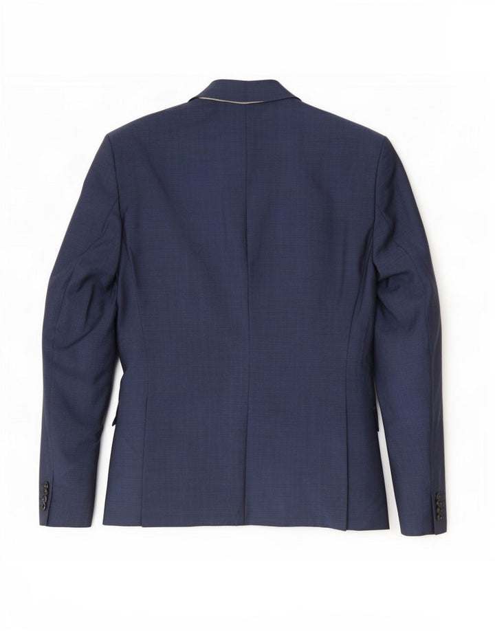 Jaqueta blazer masculina Zara com 2 botões EU 52 grande lã azul marinho