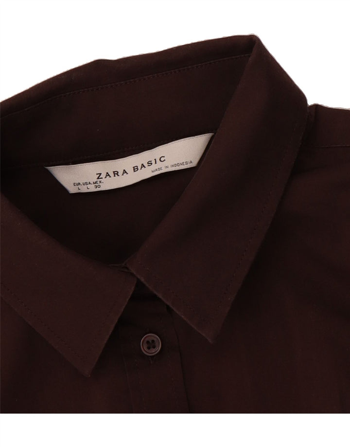 ZARA Womens Shirt UK 14 Large Brown Vintage Zara and Second-Hand Zara from Messina Hembry 
