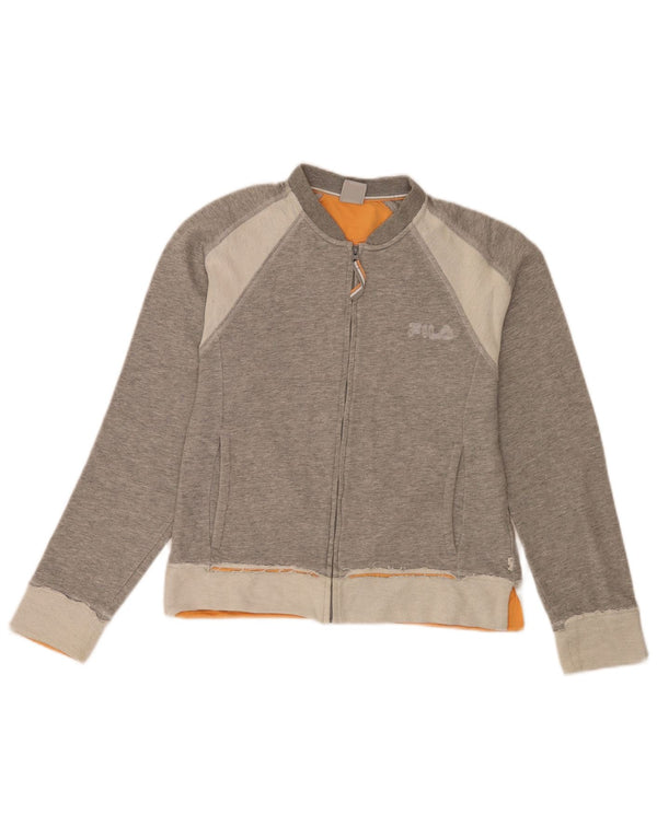 Fila Womens Tracksuit Top Jacket IT 44 Medium Grey Colourblock Sports