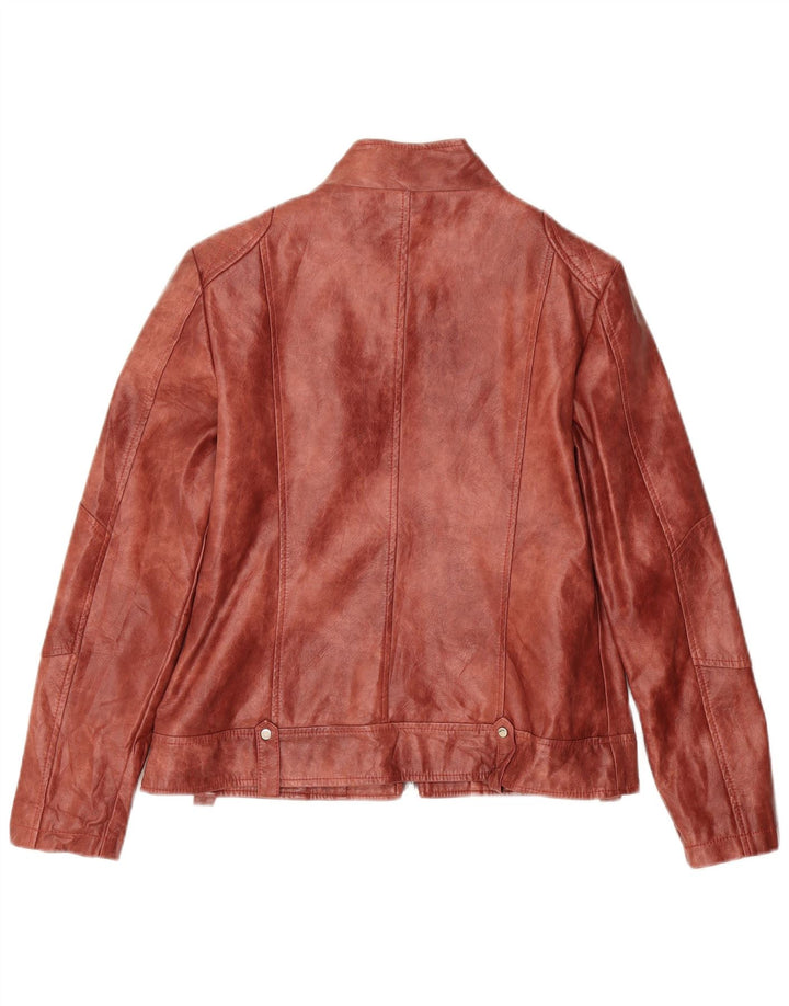 Vintage Womens Faux Leather Jacket UK 10 Small Burgundy Polyester