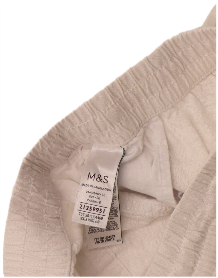 Marks & Spencer Womens Chino Shorts UK 10 Small W28 White Linen