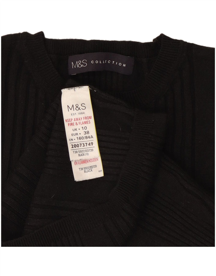 Marks & Spencer Womens Crop Crew Neck Jumper Sweater UK 10 Small Black