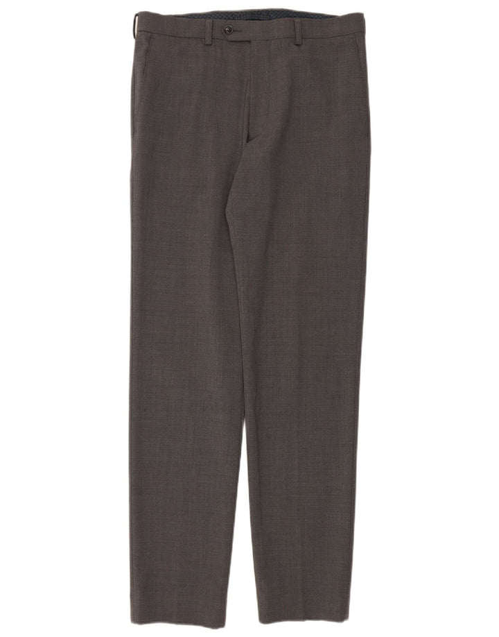 Marks & Spencer Mens Tailored Fit Slim Suit Trousers W32 L33 Grey Wool