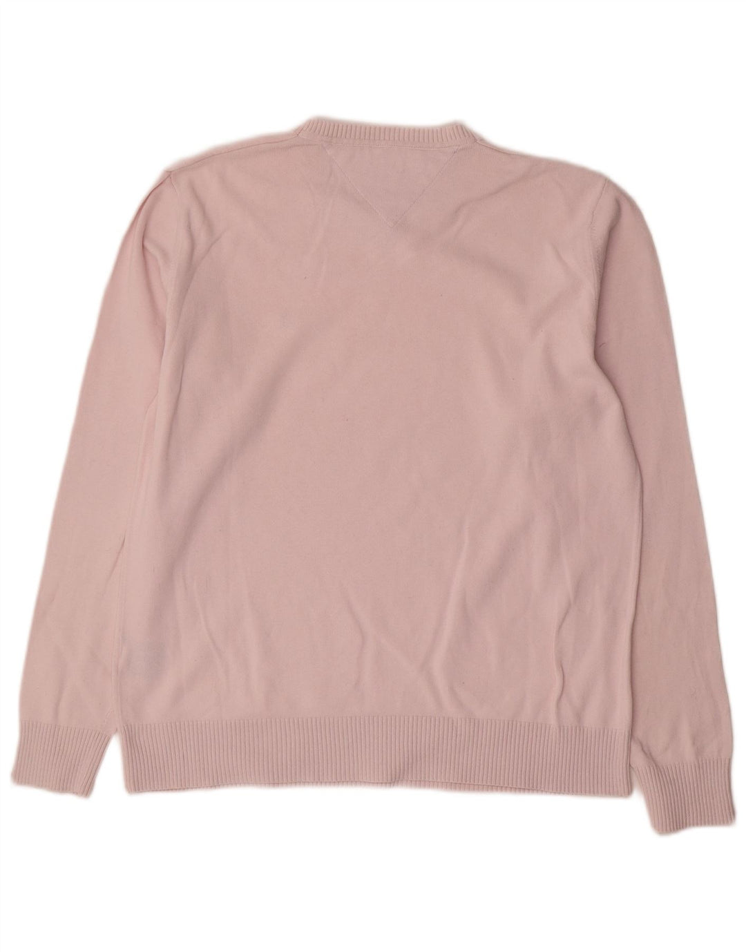 Tommy Hilfiger Mens V-Neck Jumper Sweater Medium Pink Cotton