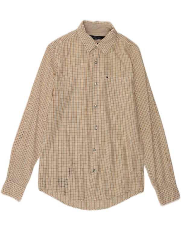 Tommy Hilfiger Camicia da uomo New York Fit piccola in cotone a quadri beige
