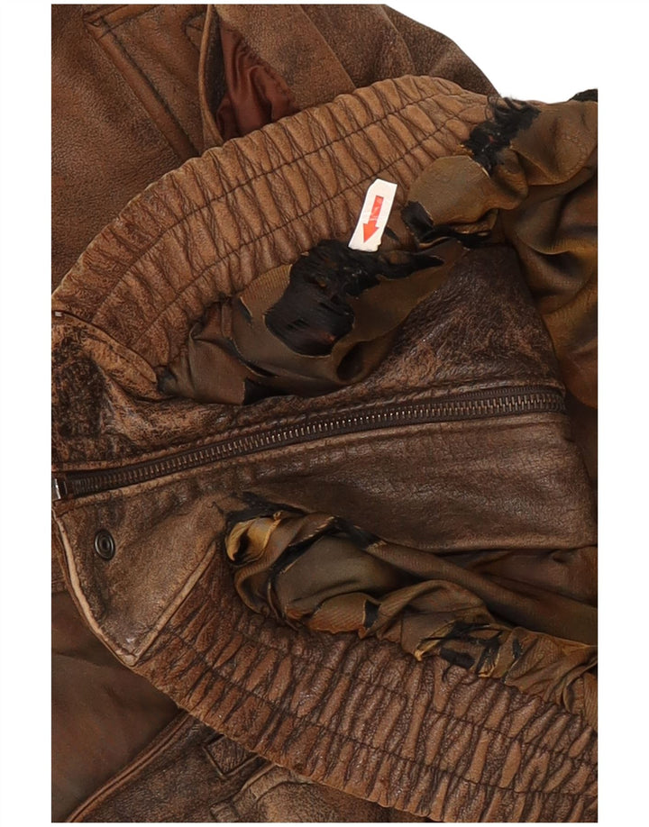 Mark Astor Mens Leather Gilet IT 48 Medium Brown