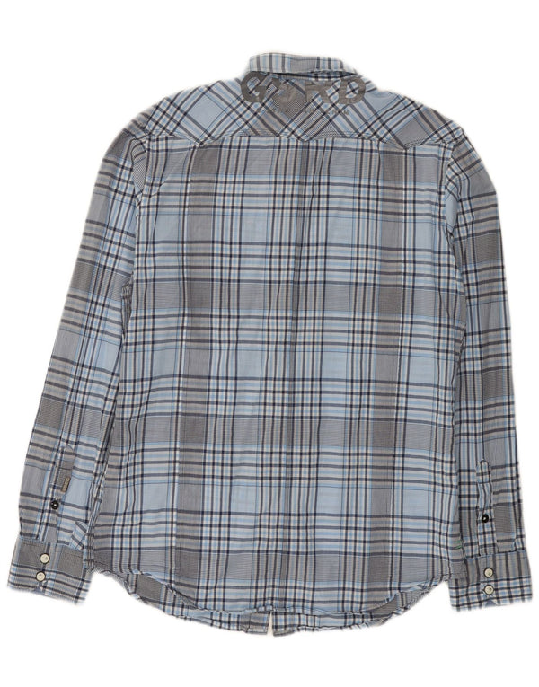 G-Star Mens Military Shirt Large Blue Check Cotton