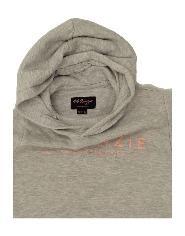 MCKENZIE Girls Graphic Hoodie Jumper 10-11 Years Grey Cotton Vintage Mckenzie and Second-Hand Mckenzie from Messina Hembry 