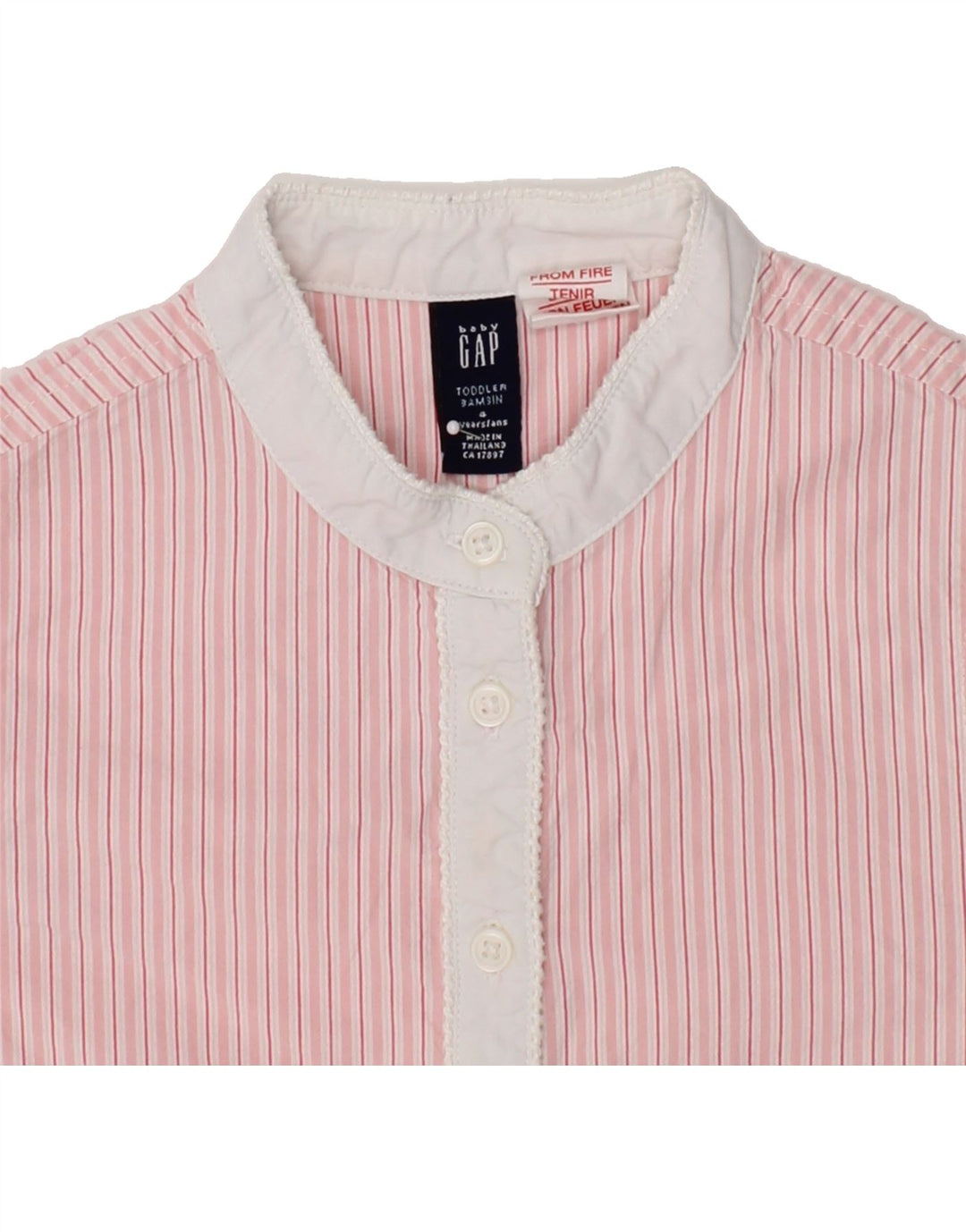 GAP Girls Pullover Shirt 3-4 Years Pink Striped Cotton Vintage Gap and Second-Hand Gap from Messina Hembry 