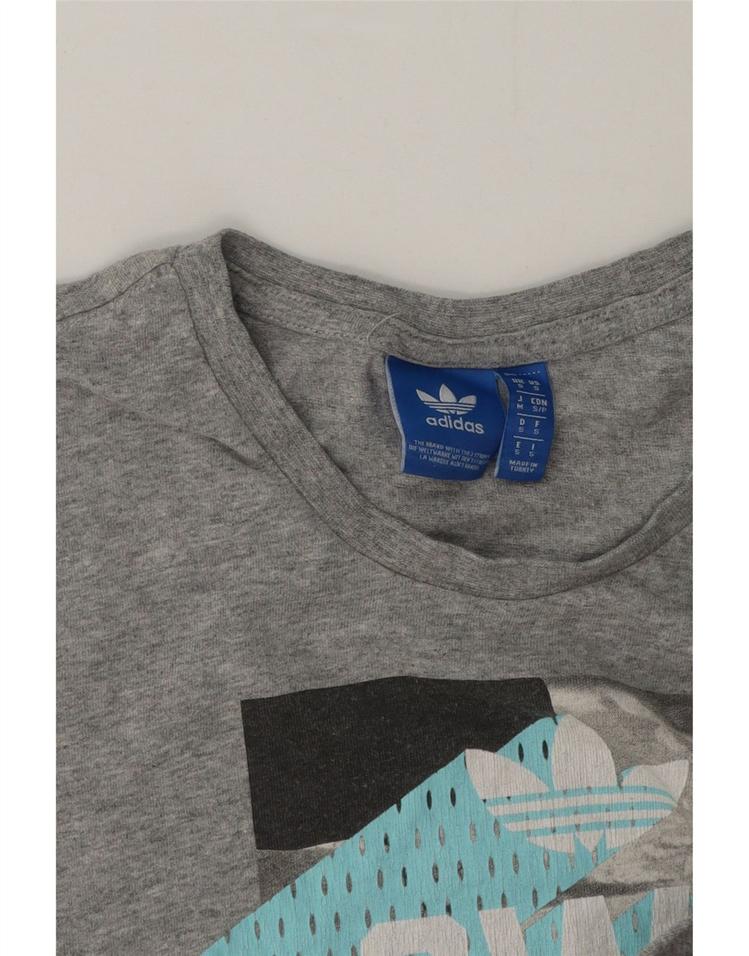 Adidas Mens Graphic T-Shirt Top Small Grey Flecked
