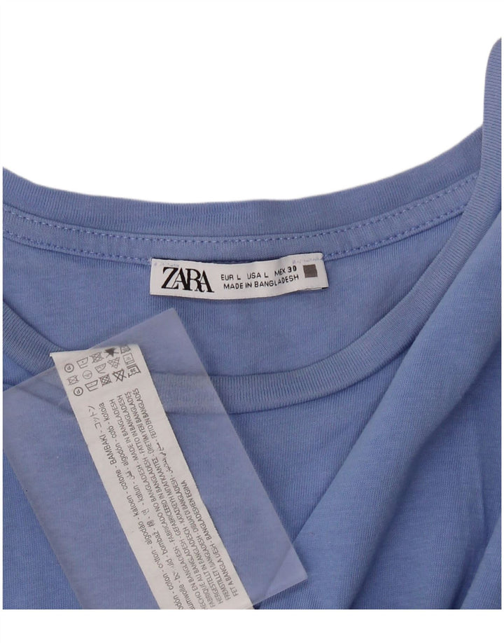 Zara Womens Bubble Dress UK 16 Large Blue Cotton