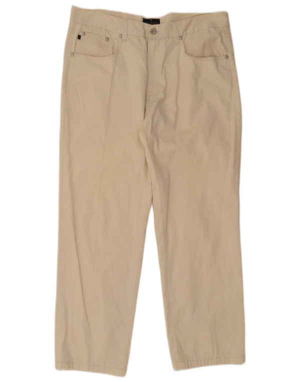 Trussardi Mens Straight Casual Trousers W38 L29 Off White Cotton
