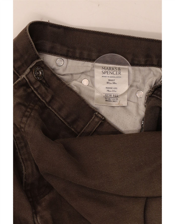Marks & Spencer Mens Blue Harbour Straight Jeans W38 L31 Brown Cotton