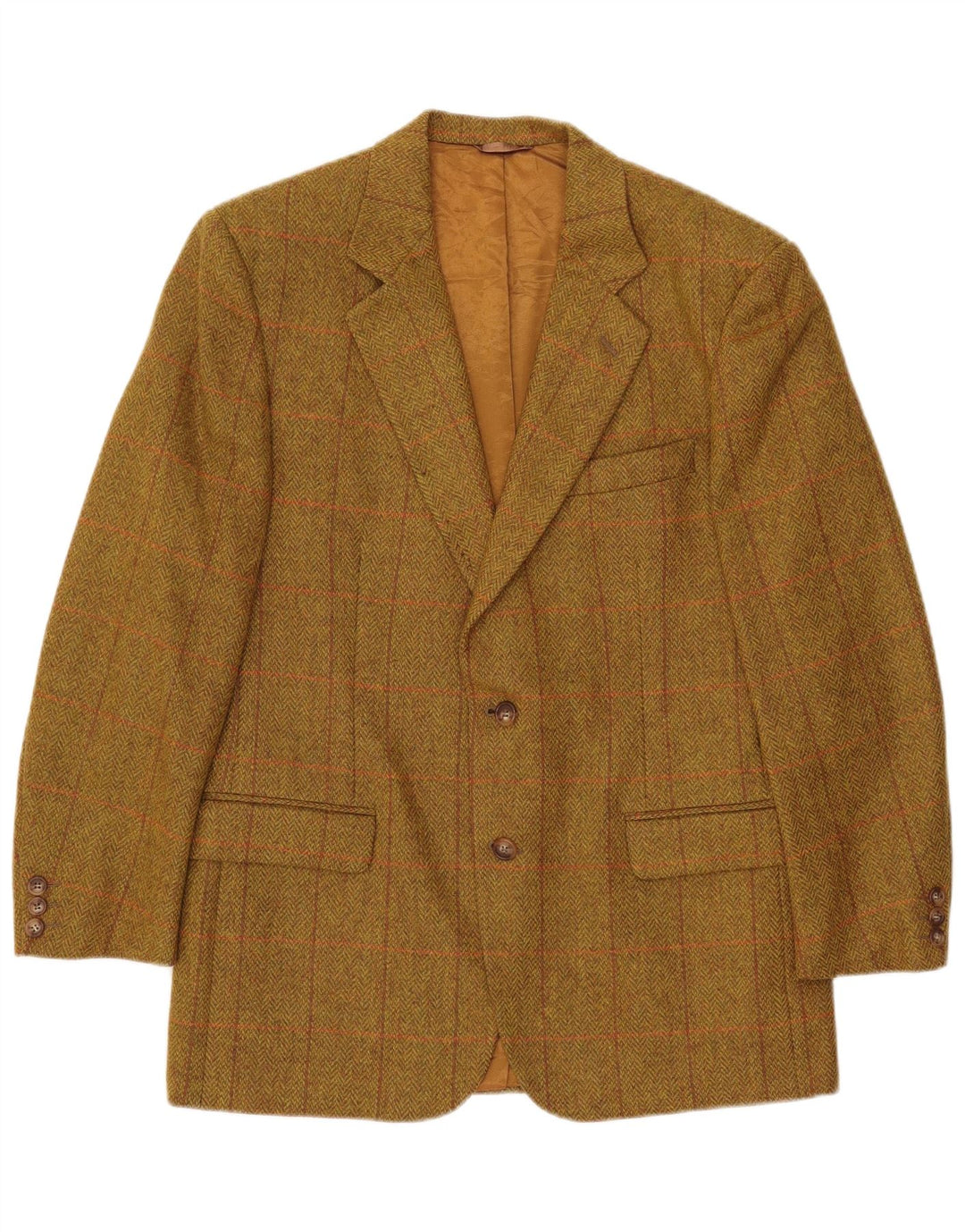 Henry Cottons Mens 2 Button Blazer Jacket IT 48 Medium Khaki Herringbone