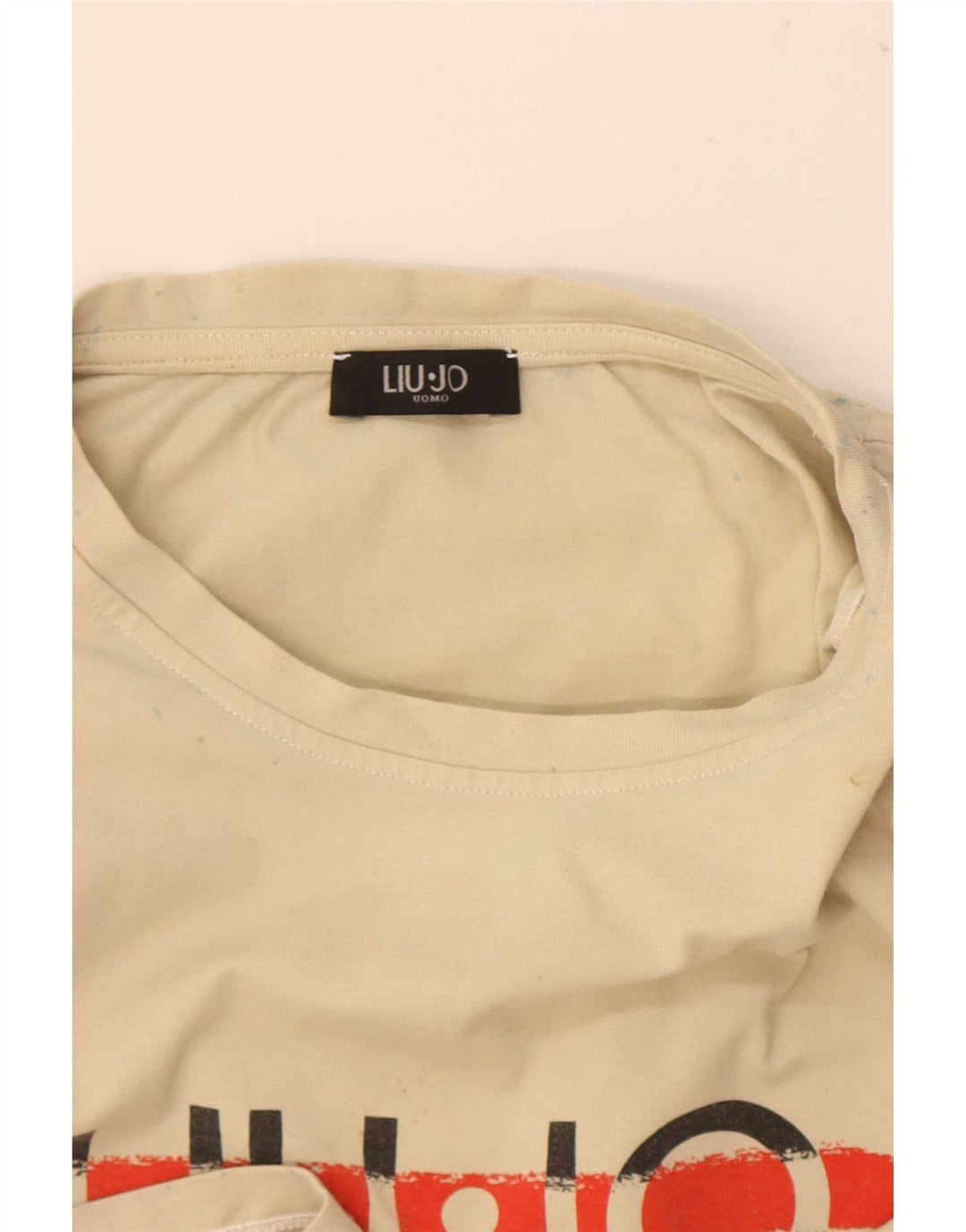 Liu Jo Mens Graphic T-Shirt Top Medium Beige