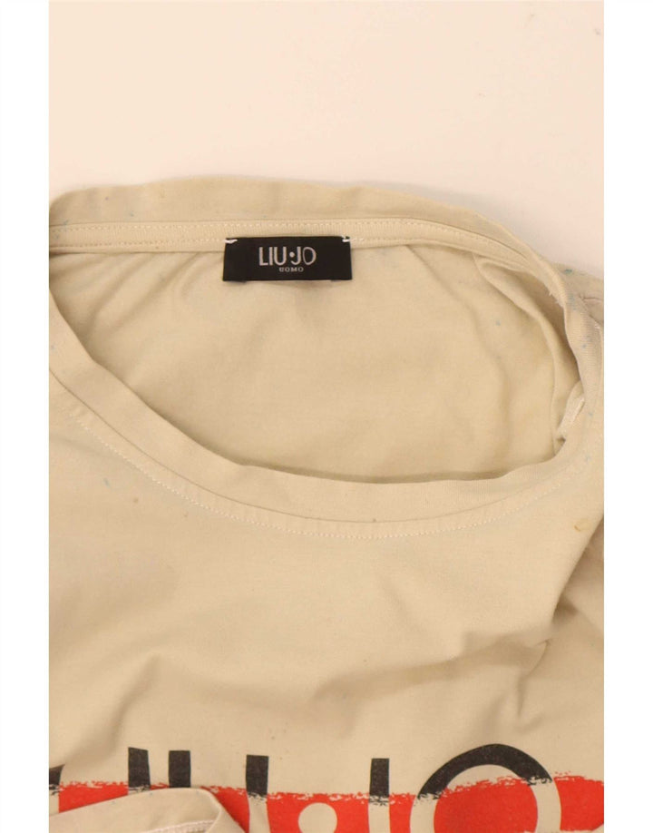 Liu Jo Mens Graphic T-Shirt Top Medium Beige