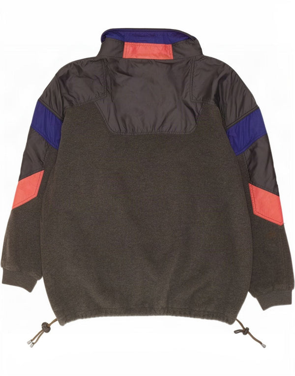 Klepper Herren-Fleecepullover mit Reißverschluss am Hals, 2XL, graues Farbblock-Polyester