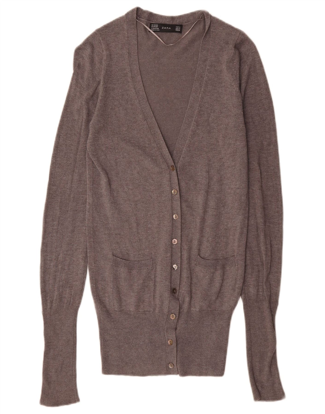 Zara Womens Cardigan Sweater UK 12 Medium Grey Rayon