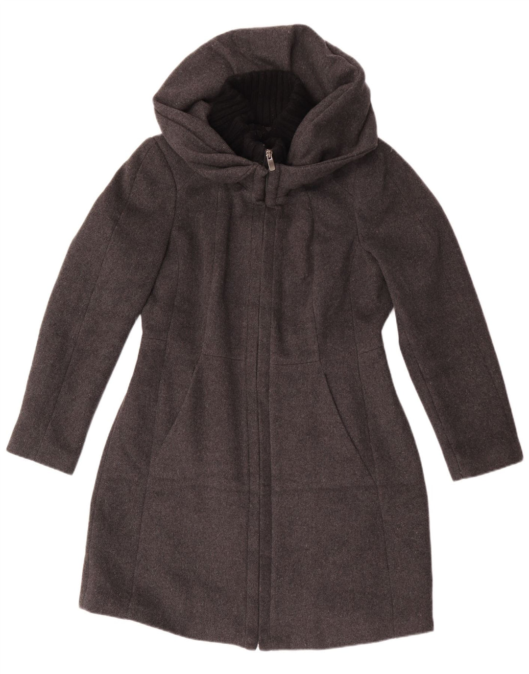 Zara Womens Hooded Overcoat UK 18 XL Grey